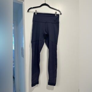 LuluLemon Navy High-Waisted Mesh Leggings